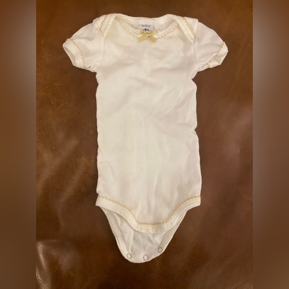 Petit Bateau Baby Onesie, Cream - 3 months